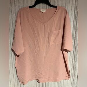 ODDI Pink V-Neck Women's Blouse